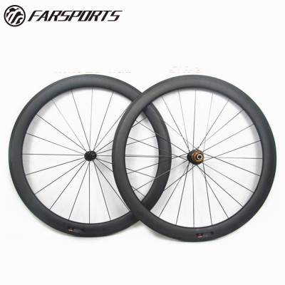 700C full carbon wheelset clincher 58mm bicycle wheel 20H front 24H rear with Powerway R36 hub