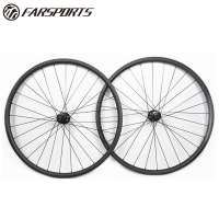 Competitive MTB carbon disc wheels 35mm wide 25mm deep clincher rims hookless and tubeless compatible 28H/28H central-locking