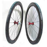 700C Full carbon tubular bicycle wheels, 50mm deep 25mm wide carbon wheel set with Chris kIng R45 red hub 18 months warranty