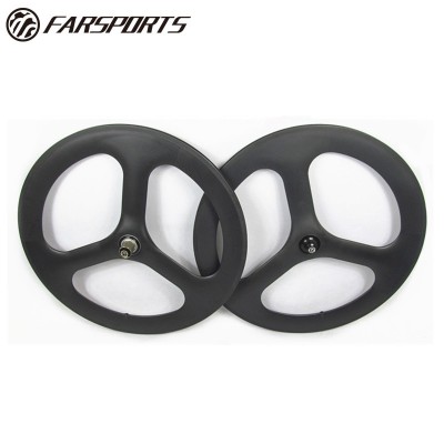 Five spoke wheels carbon tubular straight pull with 3K waves matt rim finish for road or track bike wheels with Novatec hub