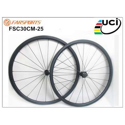 700C full carbon fiber clincher road wheelsets 30mm for bicycle with Sapim spokes and Bitex hub superlight 1410g 3K matte finish